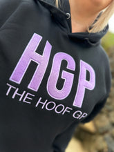 Load image into Gallery viewer, Adults Black Hoodie with Lilac Emblem (with pockets)
