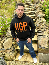 Load image into Gallery viewer, Adult Black Hoodie with Orange Emblem (no pockets)
