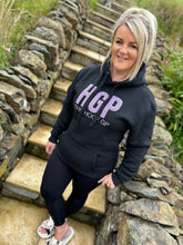 Load image into Gallery viewer, Adults Black Hoodie with Lilac Emblem (with pockets)
