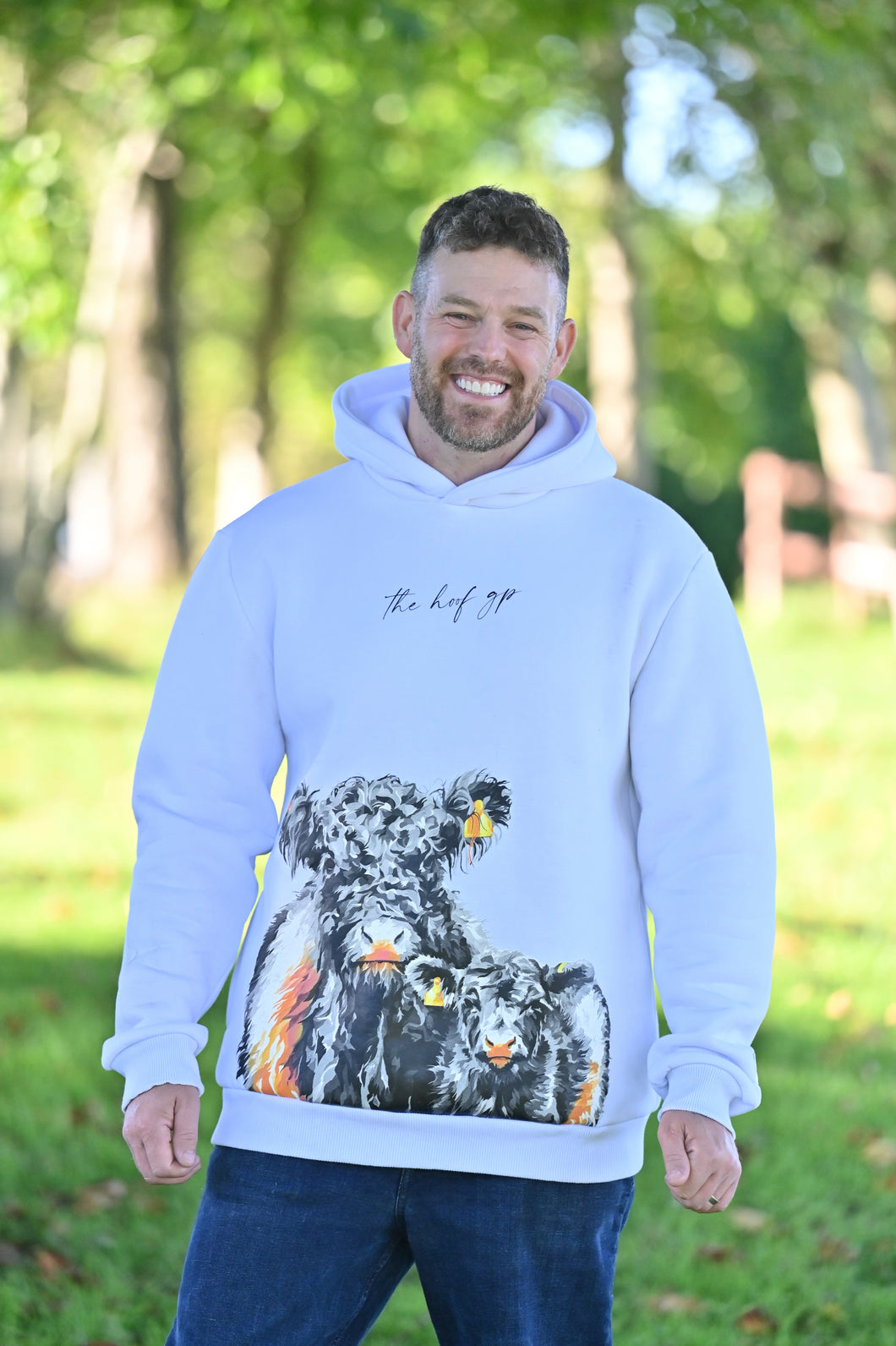 Beltie Cow and Calf Hidden Pocket Hoodie