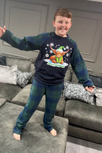 Load image into Gallery viewer, Kids HGP Christmas Pyjama Set (Blue and Green)
