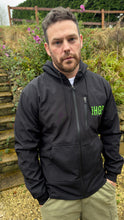 Load image into Gallery viewer, Unisex Black &quot;The Hoof GP&quot; Soft Shell Jacket
