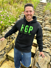 Load image into Gallery viewer, Black Hoodie with Green Emblem (with pockets)
